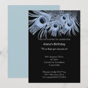 CONVITES PENAS DE PICO AZUL NEGRO ELEGANTE MODERNO