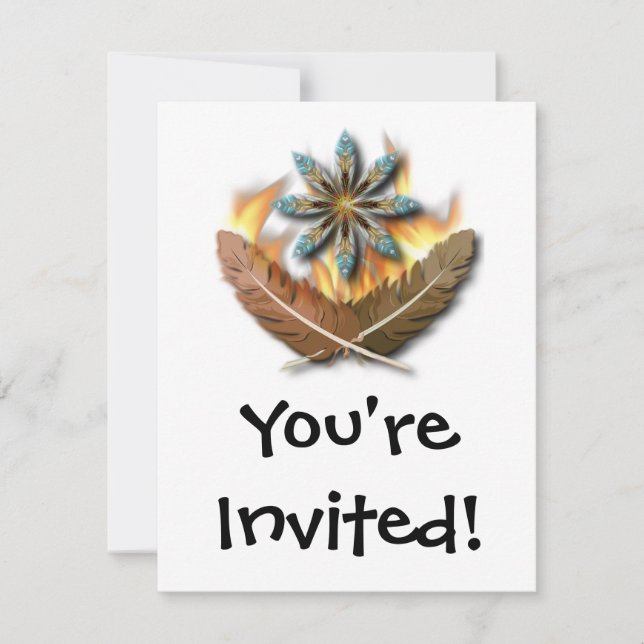 Convites penas e chamas nativas de gavião-cauda-vermelha (Frente)