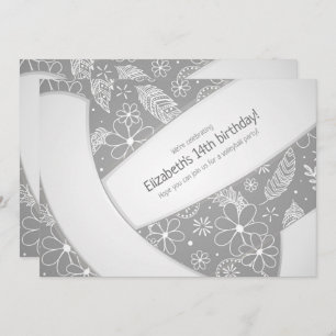 Convites Penas plurais planas de rabo de cinza de voleibol