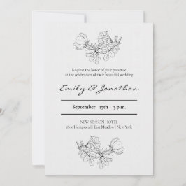 Convites Pencil Sketch Floral | Casamento minimalista