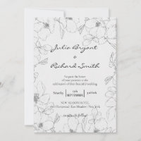 Pencil Sketch Floral | Casamento Minimalista de Pe