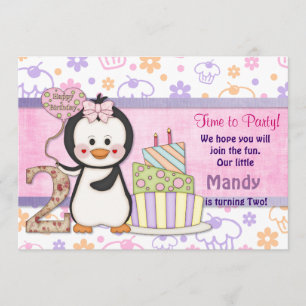 Convites Penguin Cutie - Girl Second