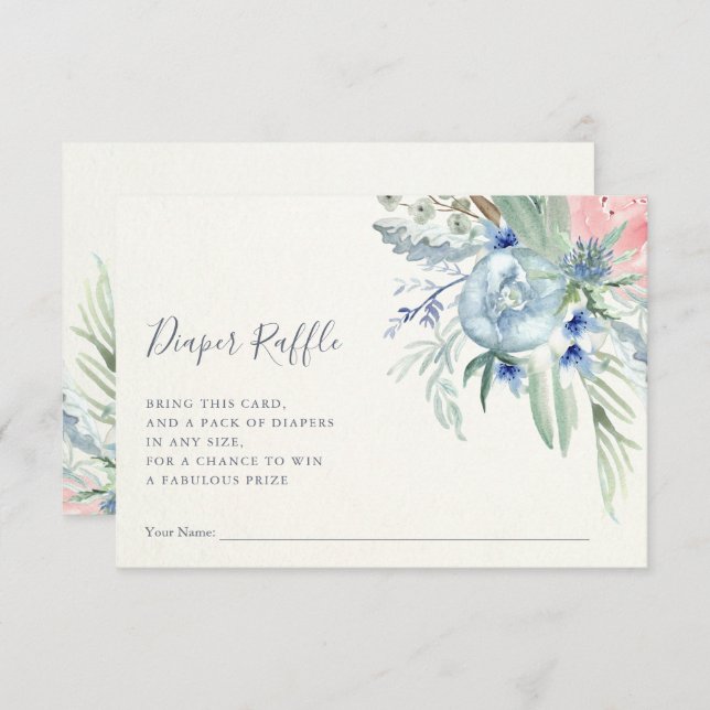 Convites Penônio Azul e Rosa| Fralda Raffle (Frente/Verso)
