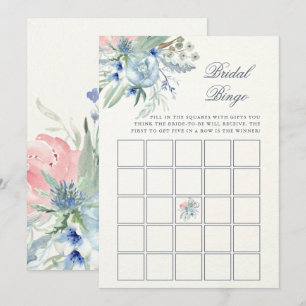 Convites Penônio Azul e Rosa  Jogo de Bingo Chá de panela