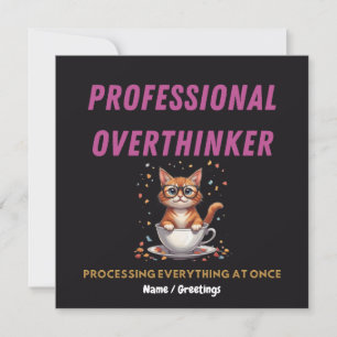 Convites Pensador Profissional Engraçado Humor de Gato Rela