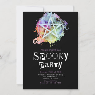 Convites Pentagram Pagan Moderno Halloween Minimalista