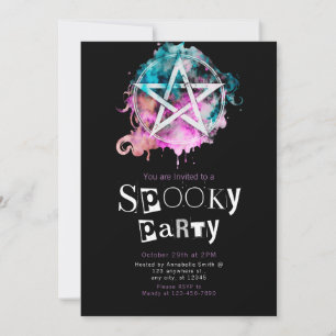 Convites Pentagram Pagan Moderno Halloween Minimalista