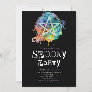 Convites Pentagram Pagan Moderno Halloween Minimalista