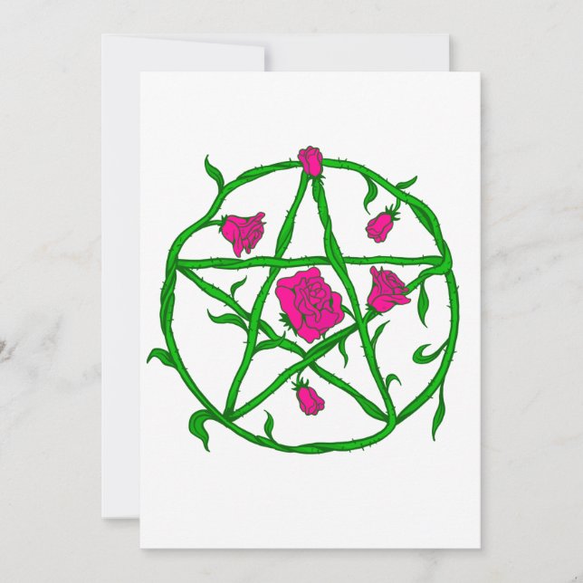 Convites pentagrama de rosas rosa (Frente)