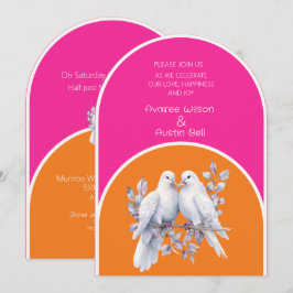 Convites Pentes e anéis, rosa-quente e tangerina, chocados