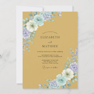 Convites Peônia Cornflower Bege Casamento