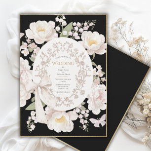 Convites Peônia Floral Vintage Aquarela Elegante Casamento