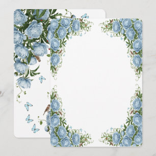 Convites Peônia Luxuosa Floral Azul Claro
