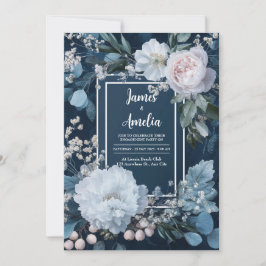 Convites Peônia Rosa Azul Empoeirada Eucalipto Casamento