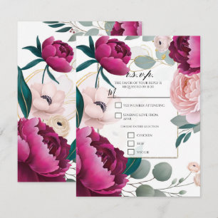 Convites Peônia Rosa Eucalipto Jardim Floral Glam R.S.V.P.