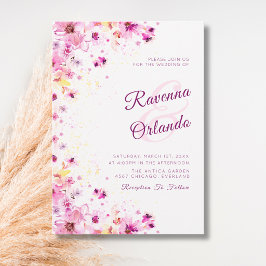 Convites Peônia Rosa Flor de Cerejeira Romance Arte Casamen