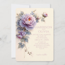 Convites Peônia Rosa Lavanda Casamento Romântico Elegante