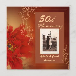Convites Peônia Vermelha Aniversário de 50 anos de Casament