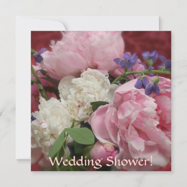 Convites Peônias brancas e cor-de-rosa (Frente)