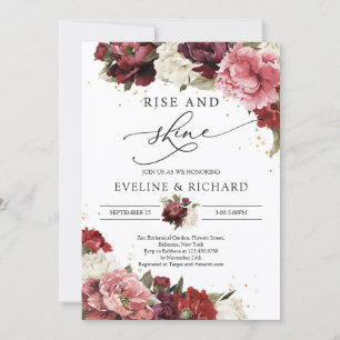 Convites Peônias cor de Borgonha com rubor mauve dourado am