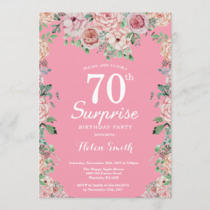 Convites Peônias cor-de-rosa, 70 surpresa Aniversário