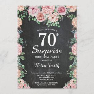 Convites Peônias cor-de-rosa, 70 surpresa Aniversário