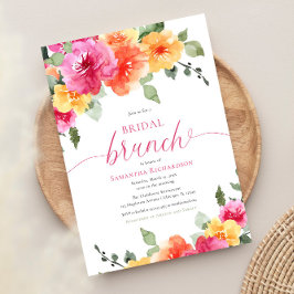 Convites Pêonias cor-de-rosa, brunch primavera