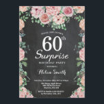 Convites Peônias cor-de-rosa floral Surpresa 60º aniversári<br><div class="desc">Peônias cor-de-rosa, surpreendem o 60º Convite de Aniversário para Mulheres. Flor Floral de Aquarela. Rosa Rosa Rosa Elegante e Flores de Pêonias. Aniversário Adulto. Fundo Chalkboard. Preto e Branco. 13 15 16º 18º 20 21rua 30 40º 50º 60º 80 de 70 100º, qualquer idade. Para mais personalização, clique no botão...</div>