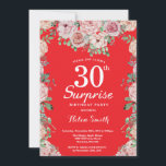Convites Peônias cor-de-rosa, surpresas, aniversário de 30<br><div class="desc">Peônias cor-de-rosa surpreendem aniversário de 30 anos Red Invitation for Women. Flor Floral de Aquarela. Rosa Rosa Rosa Elegante e Flores de Pêonias. Aniversário Adulto. Fundo Vermelho. 13 15 16º 18º 20 21rua 30 40º 50º 60º 80 de 70 100º, qualquer idade. Para mais personalização, clique no botão "Personalizar" e...</div>