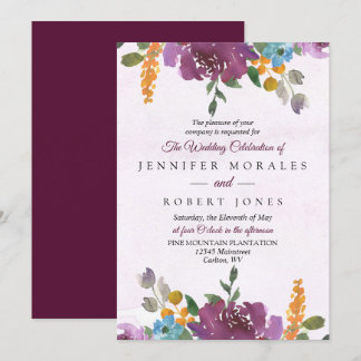 Convites Peonias de Casamento Floral Elegante