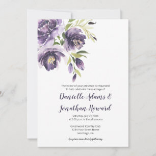 Convites Peônias de Lavanda roxa - Casamento roxo nas costa