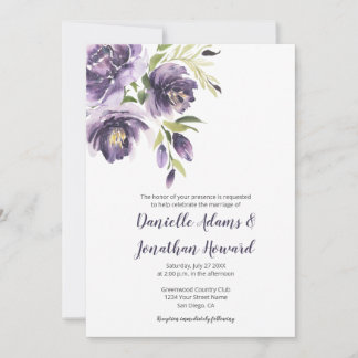 Convites Peônias de Lavanda roxa - Casamento roxo nas costa