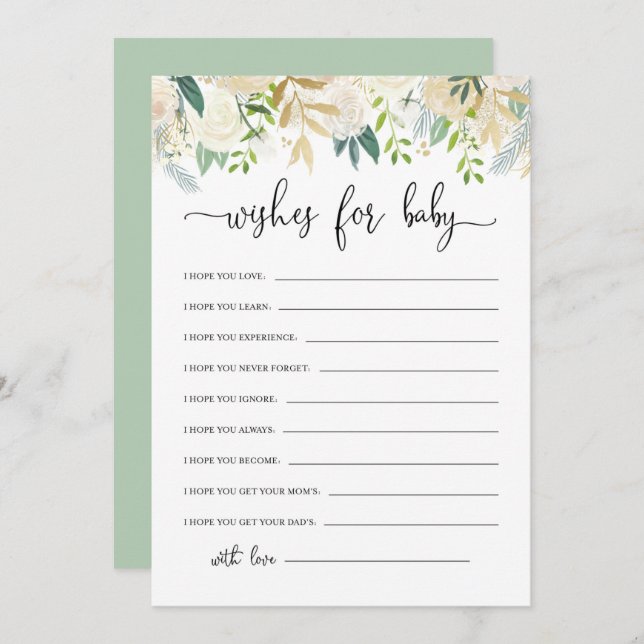 Convites Peônias Douradas Glitter Baby Deseja Chá de fralda (Frente/Verso)