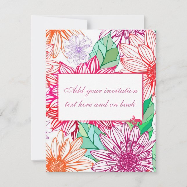 Convites Peônias e Flores Silvestres (Frente)