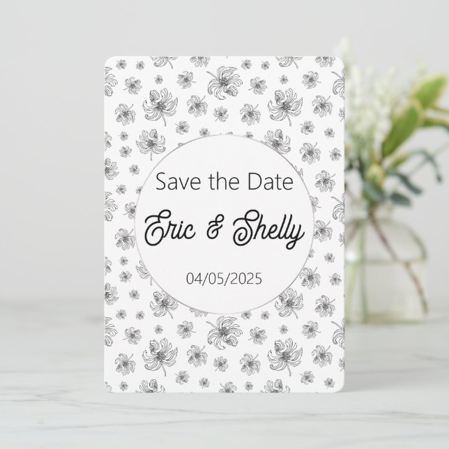 Convites Peônias gráficas. (Em pé/Frente)