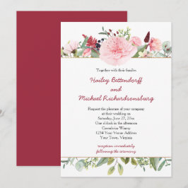 Convites Peônias Românticas e Casamento Floral de Eucalipto