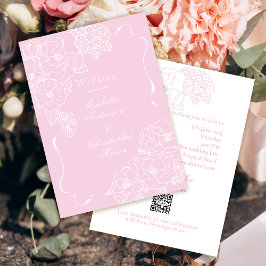 Convites Peônias Rosa Delicado Casamento Romântico