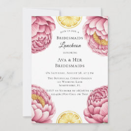Convites Pêonias Rosa Dusty e Bridesmaids Lemon