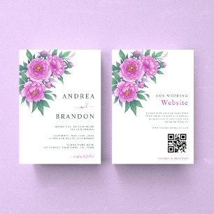 Convites Pêonias Rosa Exóticas Salgam Casamento Verde Tudo