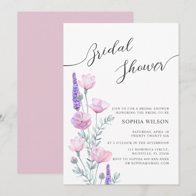 Convites Peonies Bridal Shower Invitation (Frente/Verso)