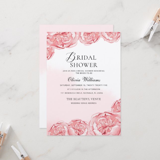 Convites Peonies Chá de panela (Frente/Verso In Situ)