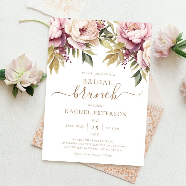 Convites Peonies Floral Foliage Chá de panela Boho (Criador carregado)