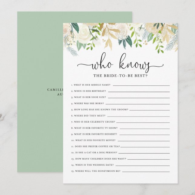 Convites Peonies Glitter Que Conhece Jogo de Chá de panela (Frente/Verso)