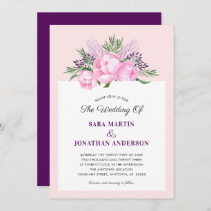 Convites Peonies Watercolor Elegante   Casamento
