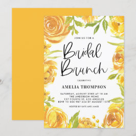 Convites Peony Amarelo e Rosa Floral Wreath Bridal Brunt