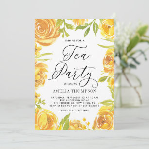 Convites Peony Amarelo e Rosa Floral Wreath Tea Party