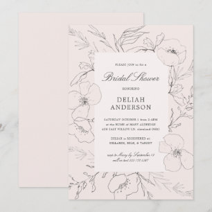 Convites Peony Blush Chá de panela Floral de Peony Esboça