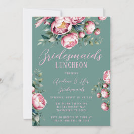Convites Peony Buquê In Watercolor Bridesmaids Luncheids
