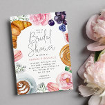 Convites Peony Chá de panela Rosa Floral Brunch<br><div class="desc">Convidem convidados para um brunch elegante de chá de panela com estes belos convites de aquarela. A design apresenta os detalhes da sua celebração em caracteres modernos,  rodeados por ilustrações de pastores do café da manhã,  croissants,  macarons,  café e flores cor-de-rosa.</div>