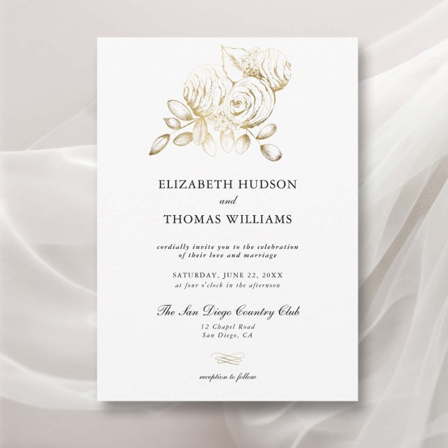 Convites Peony Floral Art Sketch Faux Casamento Clássico Do (peony wedding invitation modern classic formal  floral sketch faux gold elegant romantic garden)